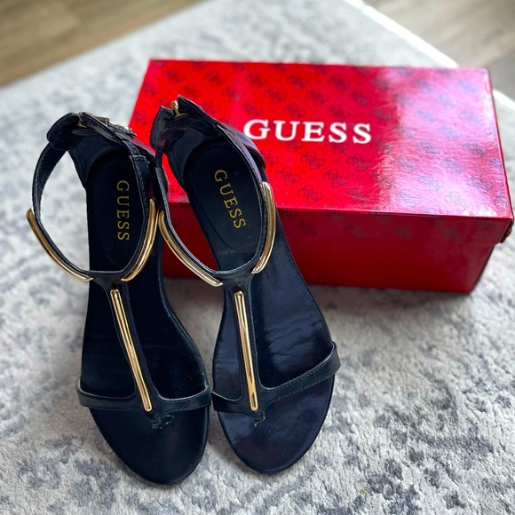 Guess tawny Sandals, Black and Gold, size 6 1/2 - Picture 1 of 5